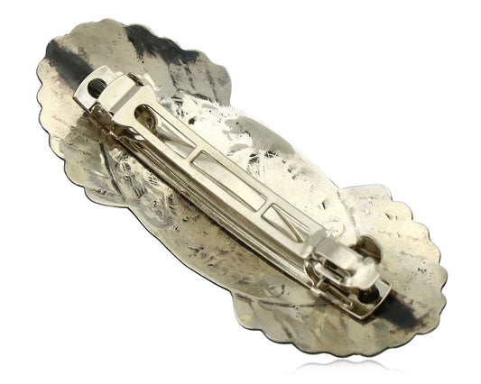 Navajo Hair Clip Barrette .925 Silver Hand Stamped Artist Signed C Montoya C80s