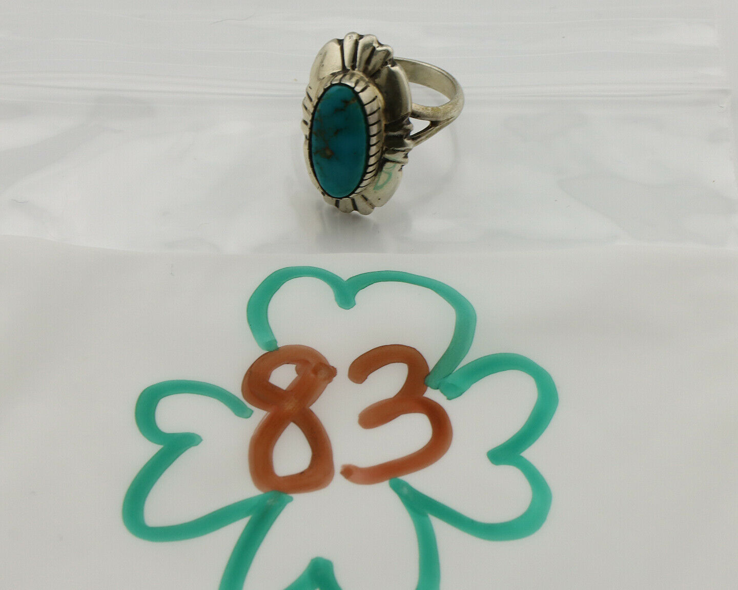 Navajo Ring .925 Silver Blue Turquoise Signed M Montoya C.80's