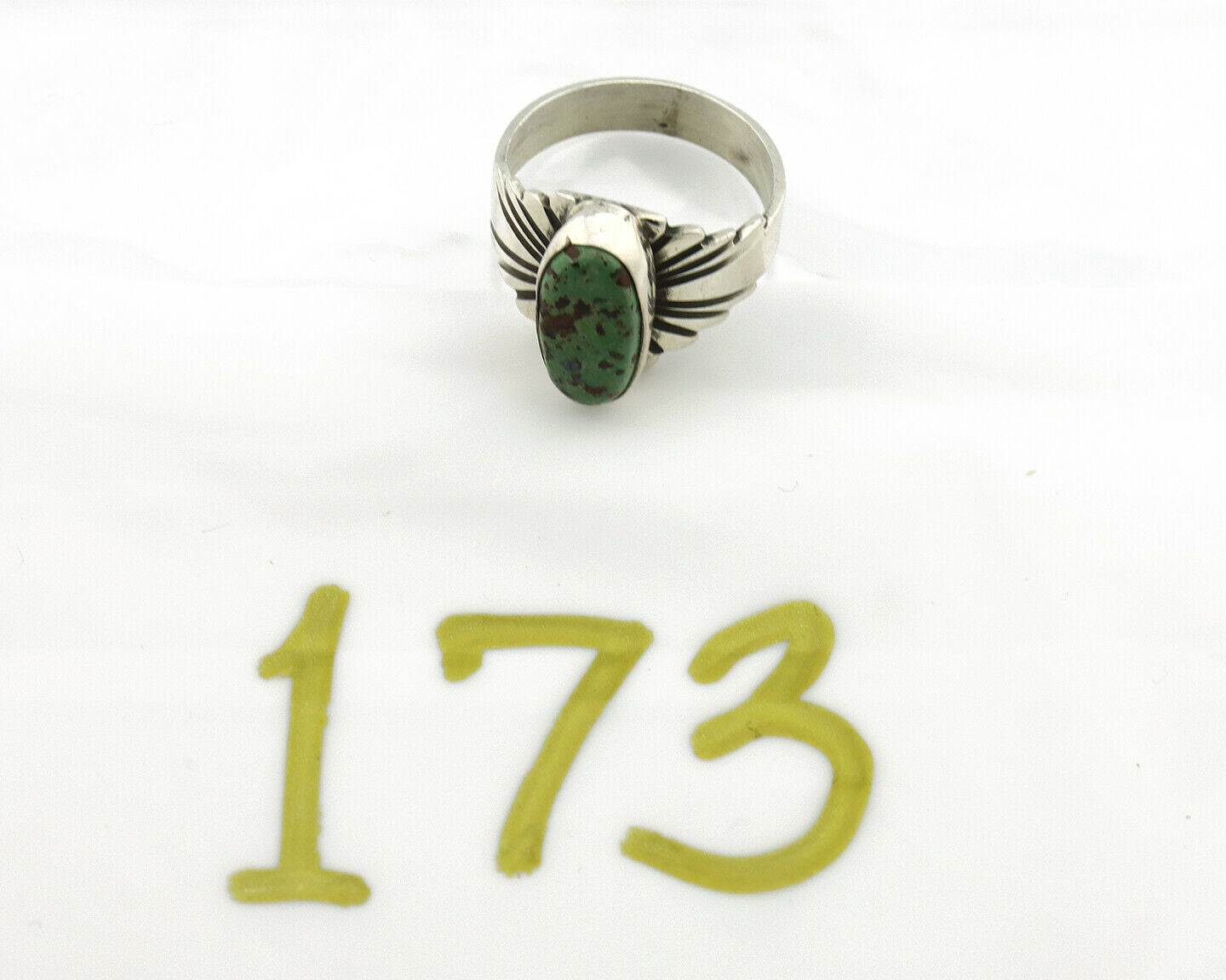 Navajo Ring .925 Silver Blue Green Arizona Turquoise Artist Signed Apache C.80's