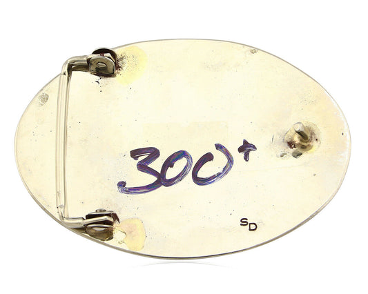 Navajo Belt Buckle .999 Nickle Silver Turquoise Coral Signed SD C.80's