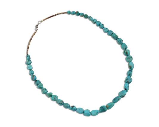 Navajo Necklace 925 Silver Natural Blue Turquoise Native Artist C.80's