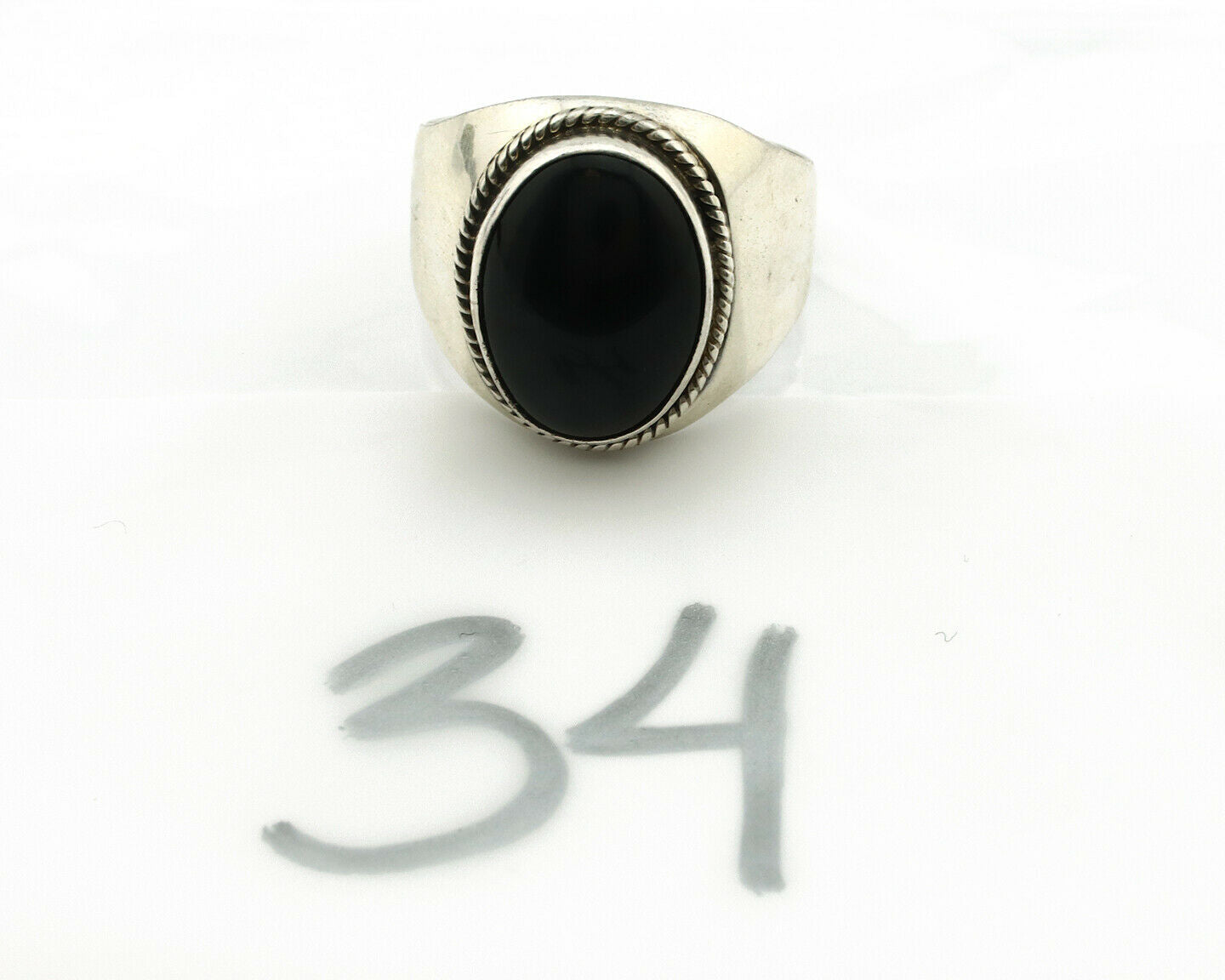 Navajo Ring .925 Silver Handmade Black Onyx Native American Artist C.80's