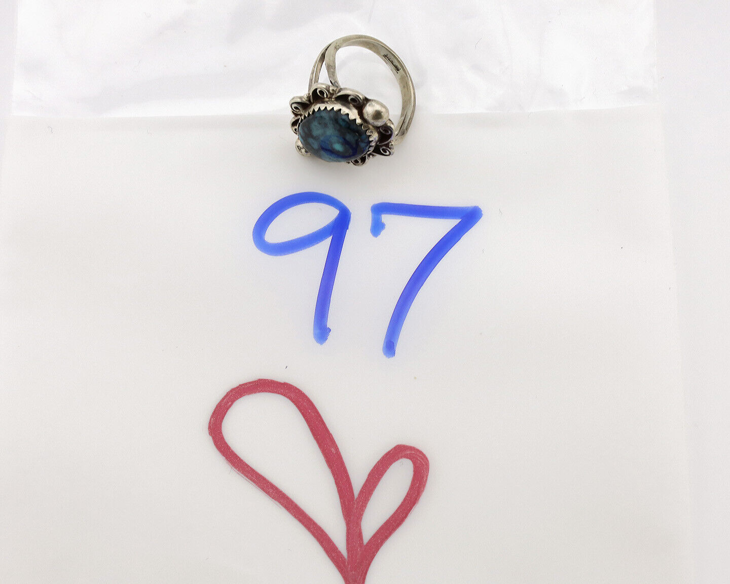 Navajo Ring .925 Silver Sleeping Beauty Turquoise Artist Signed TALHAT C.80's