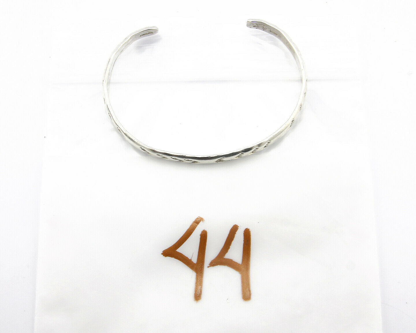 Navajo Bracelet .925 Silver Hand Stamped Arrow Head Artist I Montoya C.80's