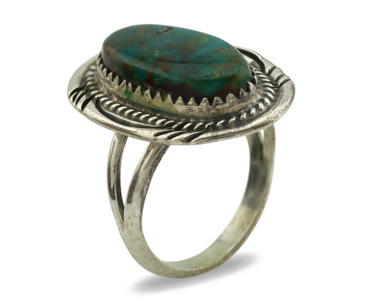Navajo Ring .925 Silver Turquoise Native American Artist C.1980's