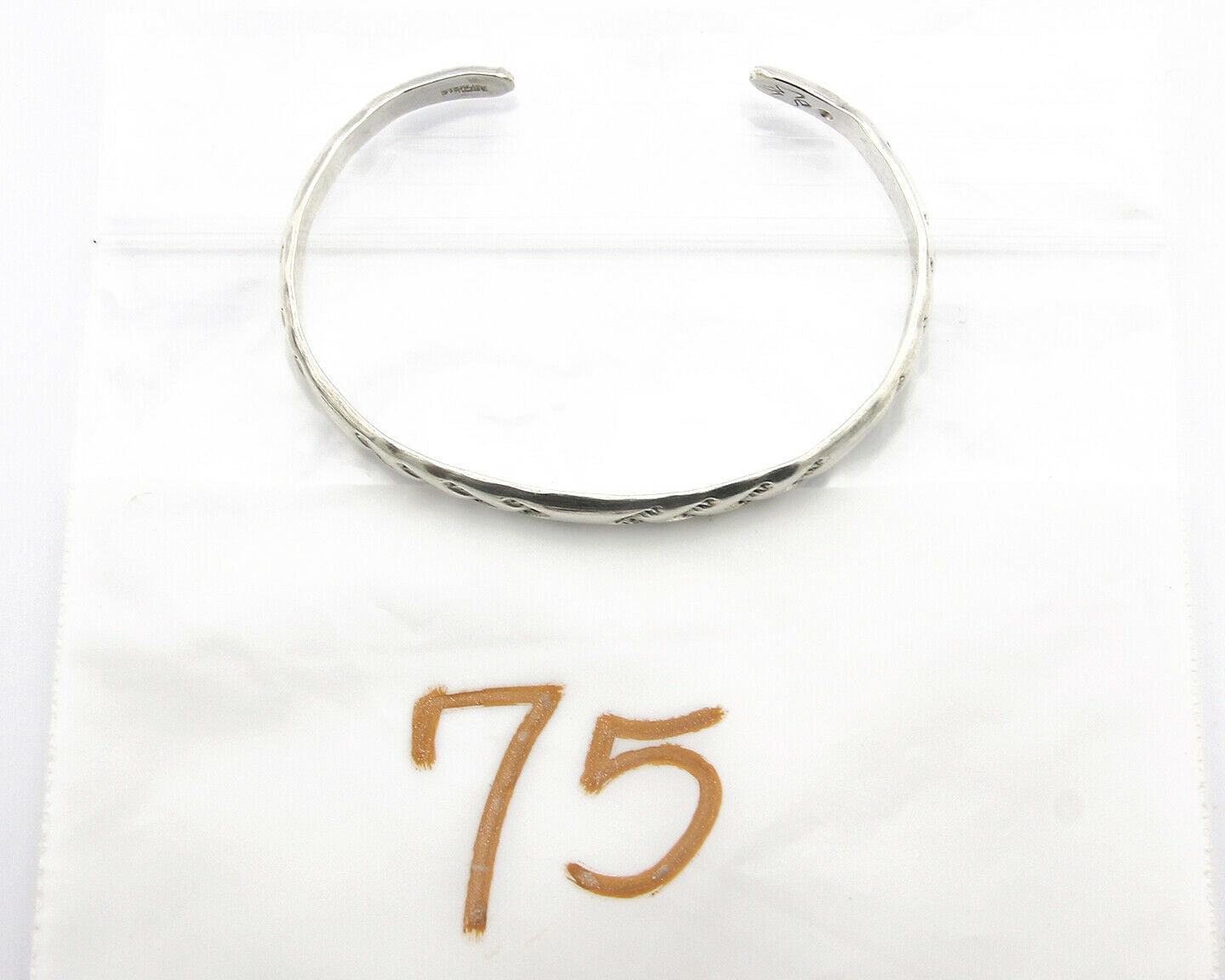 Navajo Bracelet .925 Silver Hand Stamped Arrow Head Artist Montoya C.80's