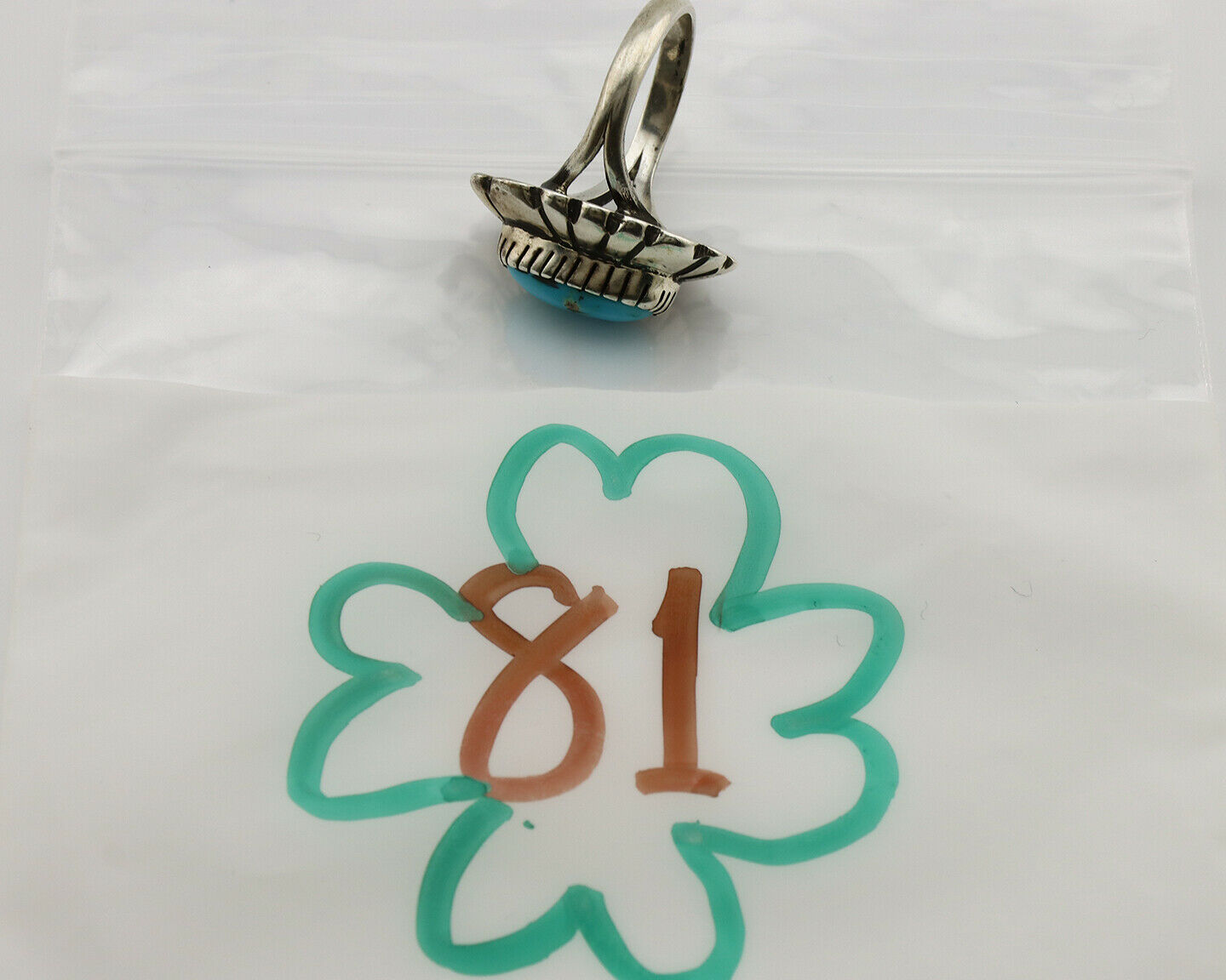 Navajo Ring .925 Silver Arizona Turquoise Signed M Montoya C.80's