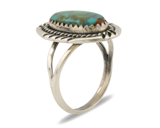 Navajo Ring .925 Silver Nevada Turquoise Native American Artist C.1980's