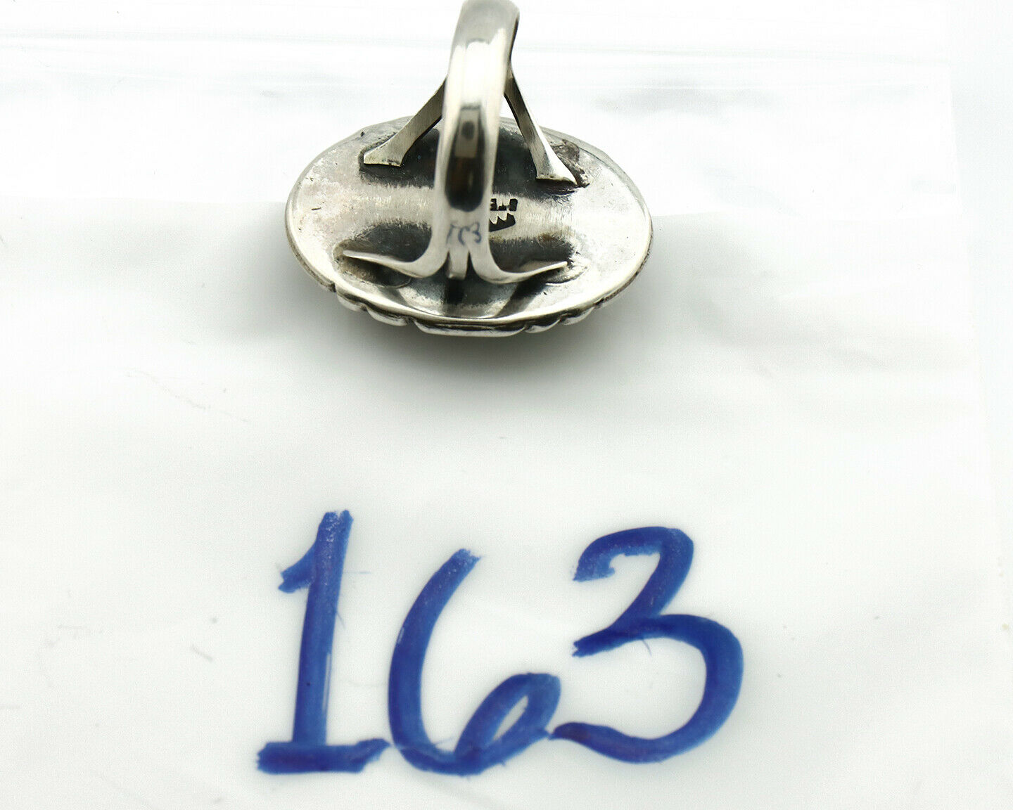 Navajo Ring .925 Silver Natural Green Turquoise Signed Apache C.80's