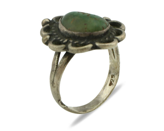 Navajo Ring .925 Silver Natural Turquoise Native American Artist C.80's