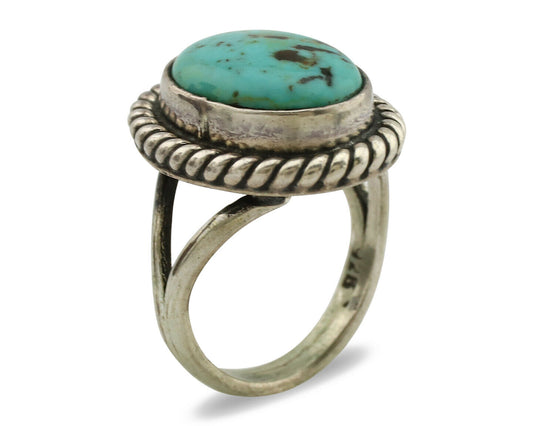 Navajo Ring .925 Silver Kingman Turquoise Native American Artist C.1980's