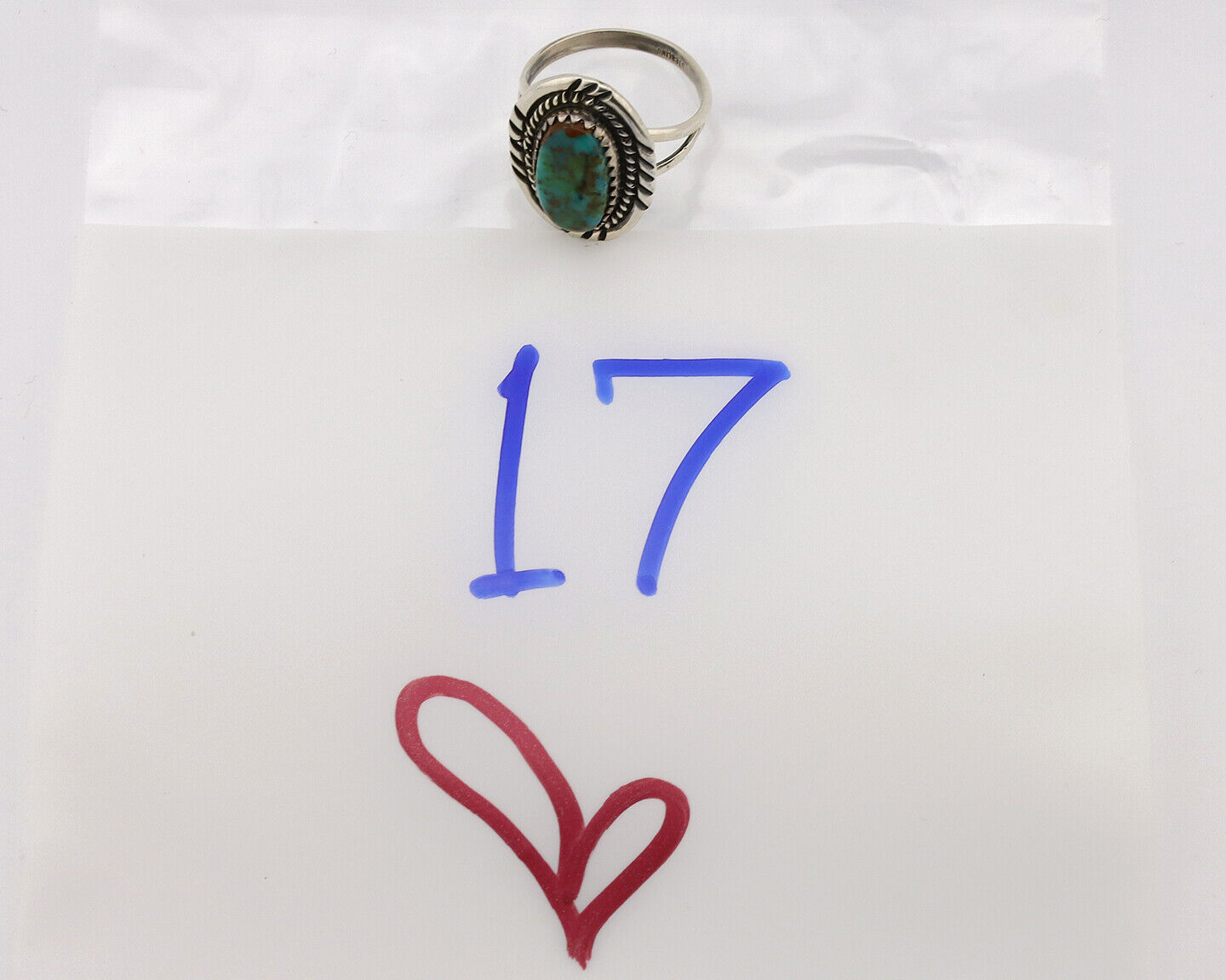 Navajo Ring .925 Silver Nevada Turquoise Native American Artist C.1980's