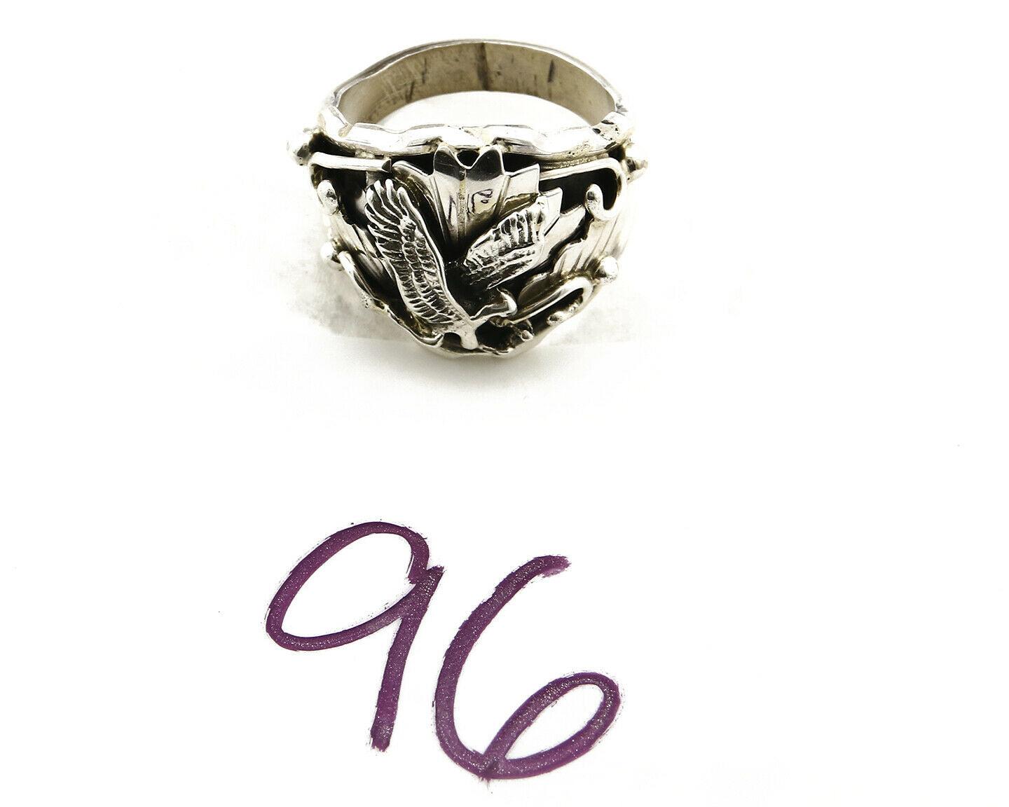 Navajo Eagle Ring .925 SOLID Silver Handmade Signed Artist S Circa 1980's