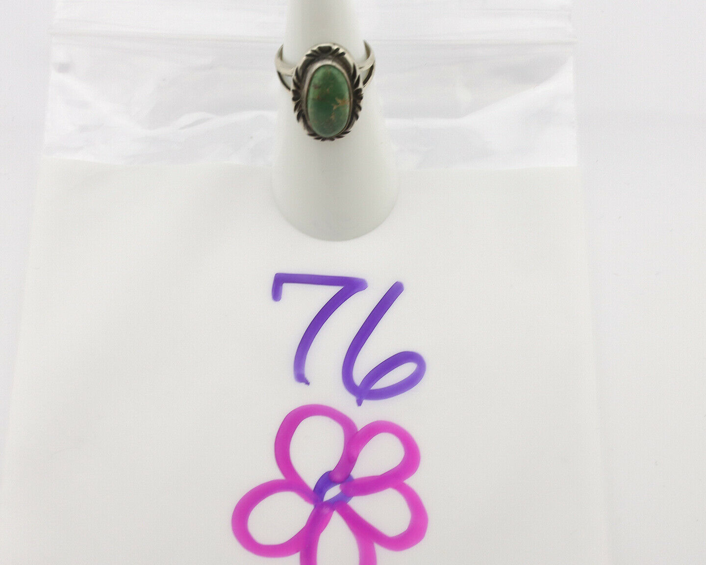 Navajo Ring .925 Silver Natural Mined Turquoise Native Artist Signed C.80's