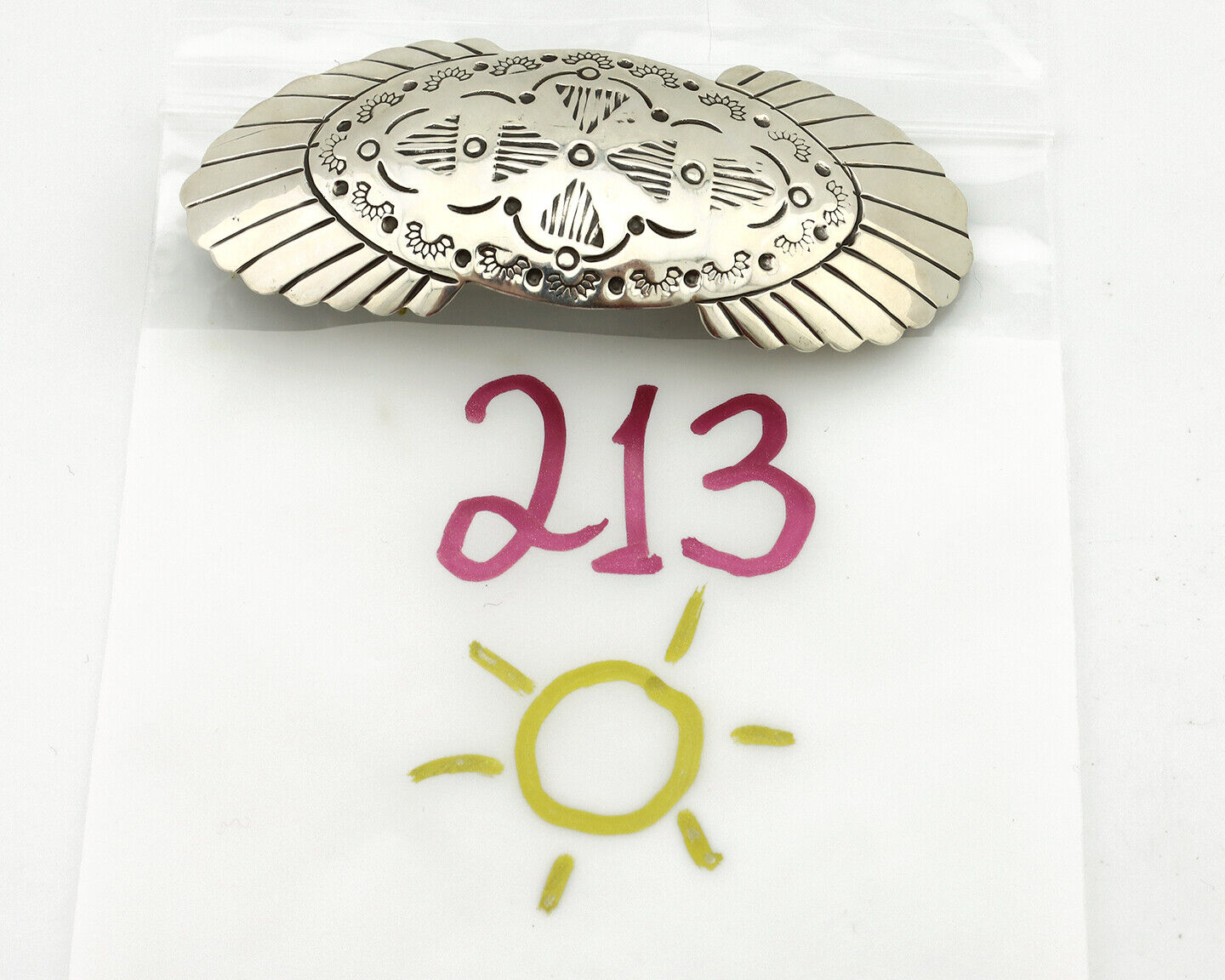 Navajo Hair Clip Barrette .925 Silver Hand Stamped Artist C Montoya C80s