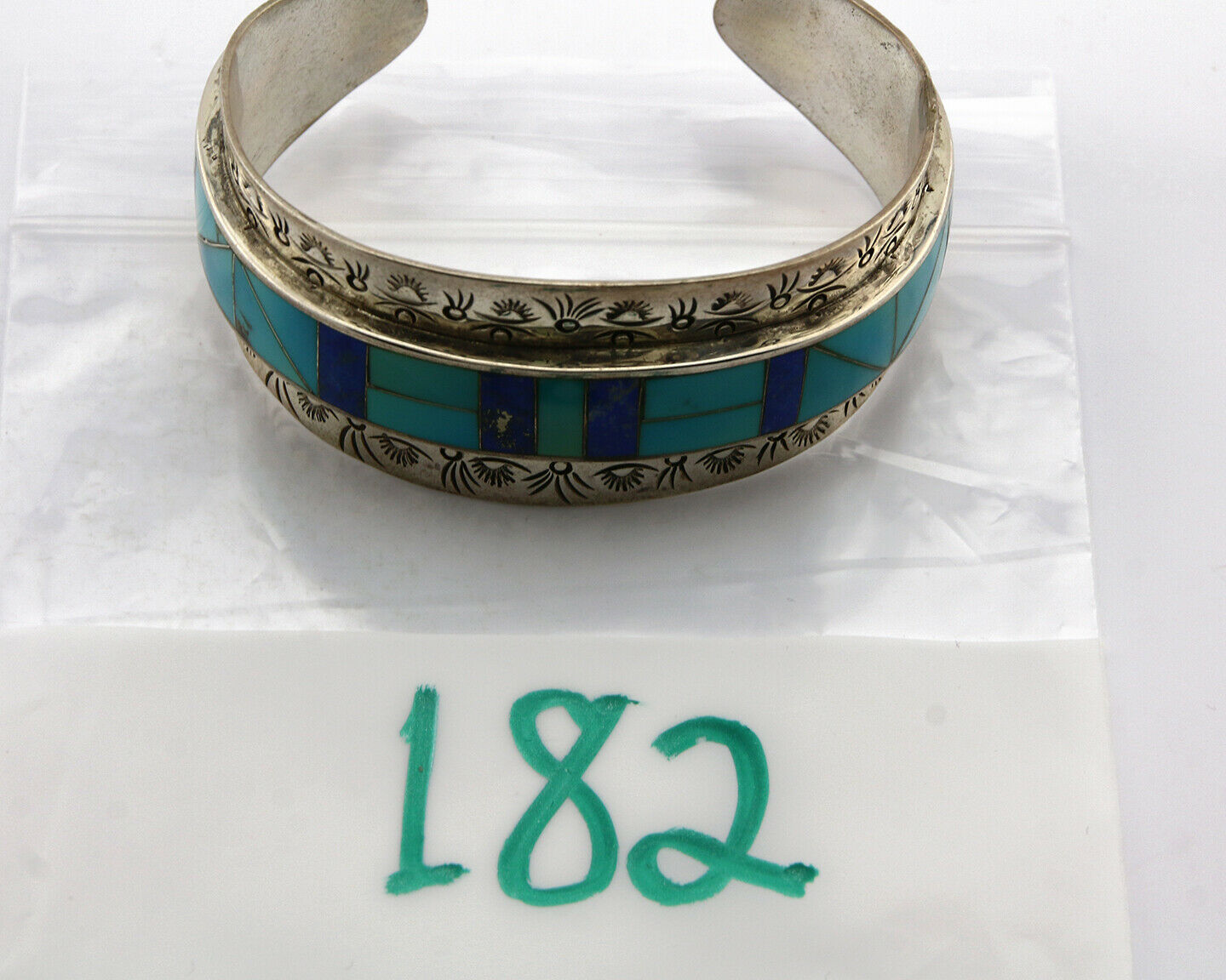 Navajo Bracelet .925 Silver Lapis Turquoise Native Artist C.80's