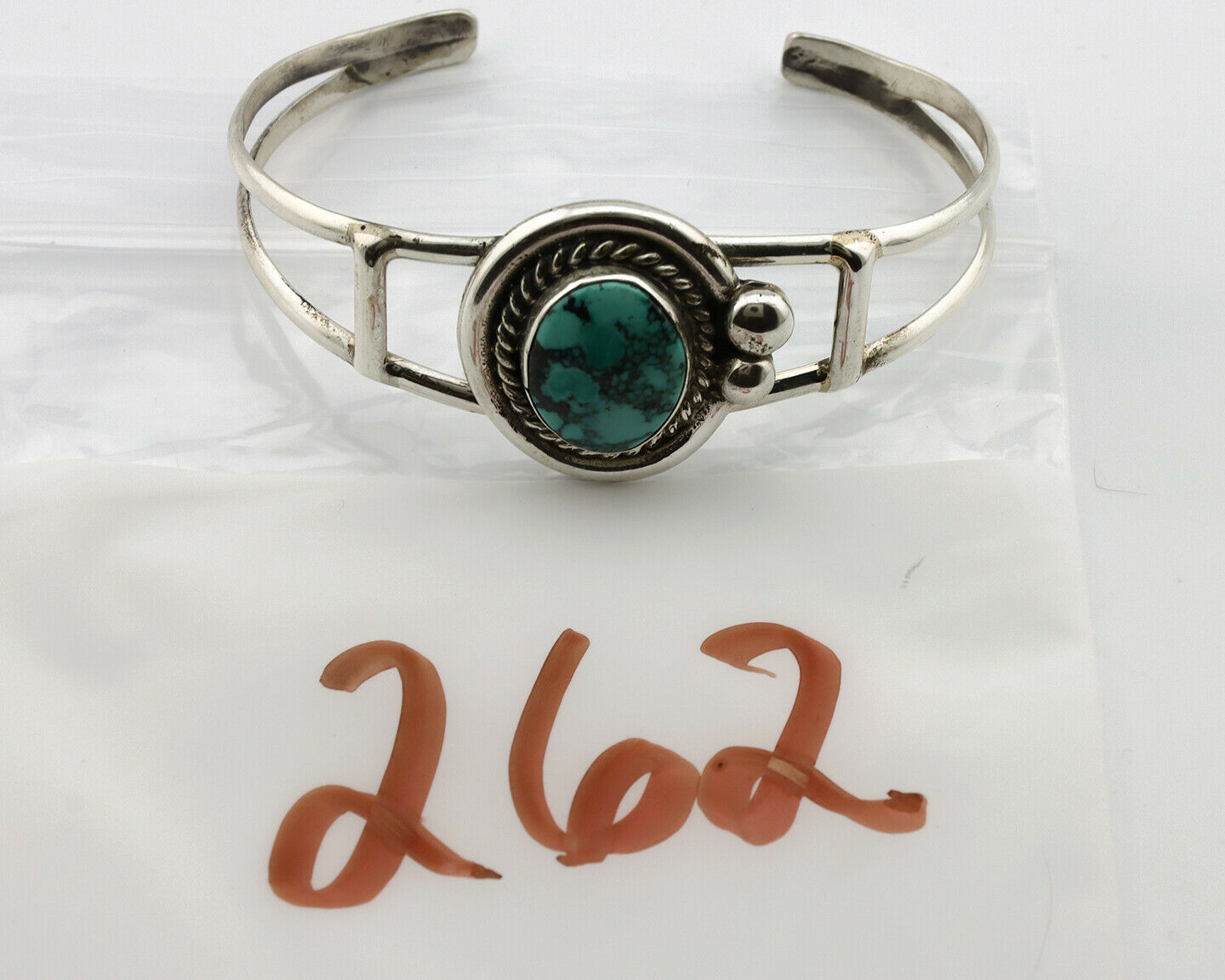 Navajo Bracelet .925 Silver Blue Green Turquoise Artist Signed C Montoya 80's