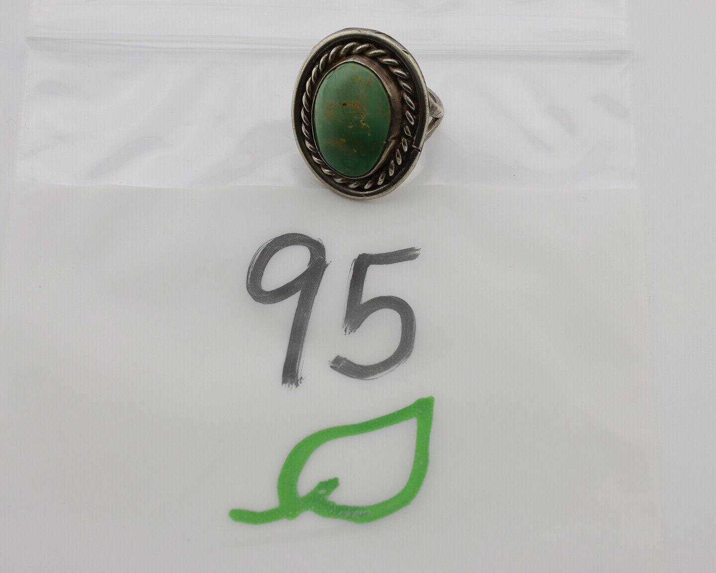 Navajo Ring .925 Silver Royston Turquoise Native American Artist C.1980's
