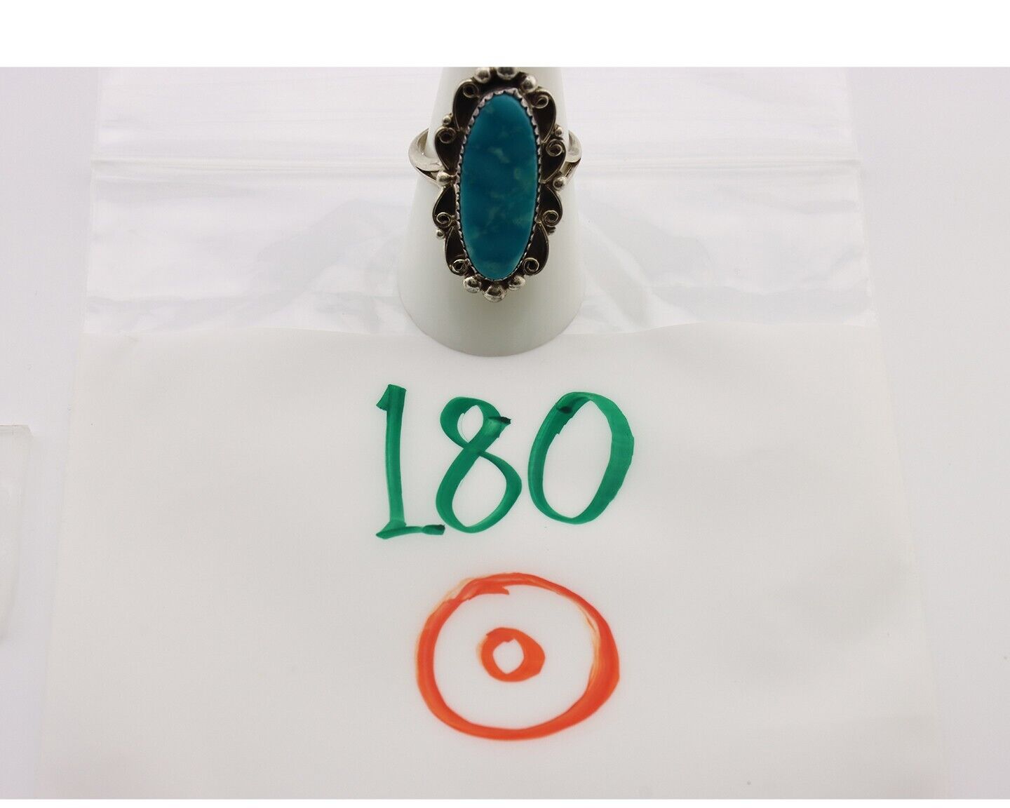 Navajo Ring 925 Silver Blue Gem Turquoise Artist Signed TALHAT C.80's