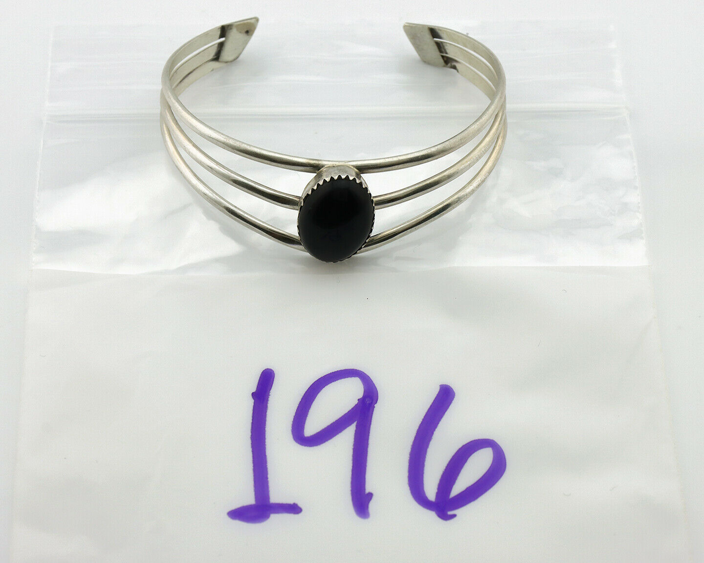 Navajo Bracelet .925 Silver Natural Black Onyx Artist Native American C.90's