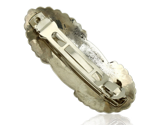 Women's Navajo Hair Clip Barrette .925 Silver Hand Stamped Artist C Montoya C80s