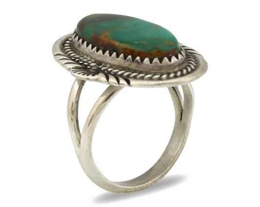 Navajo Ring .925 Silver Kingman Turquoise Native American Artist C.1980's