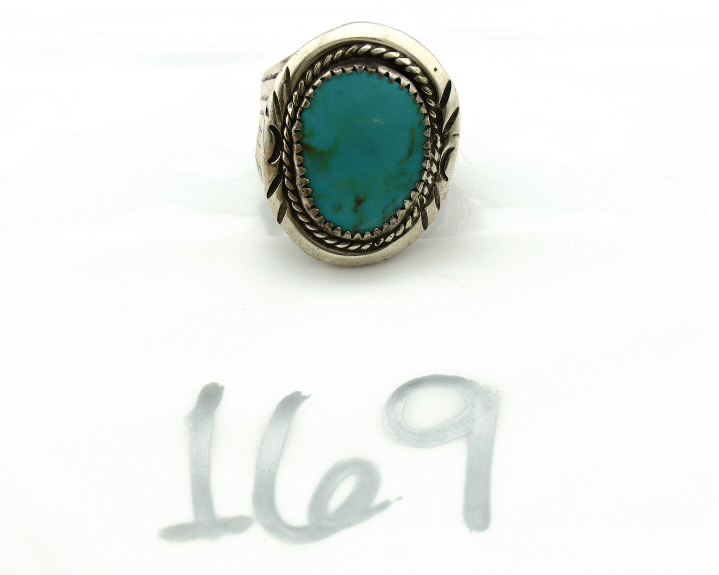 Navajo Ring .925 Silver Blue Turquoise Artist Signed JMC C.80's