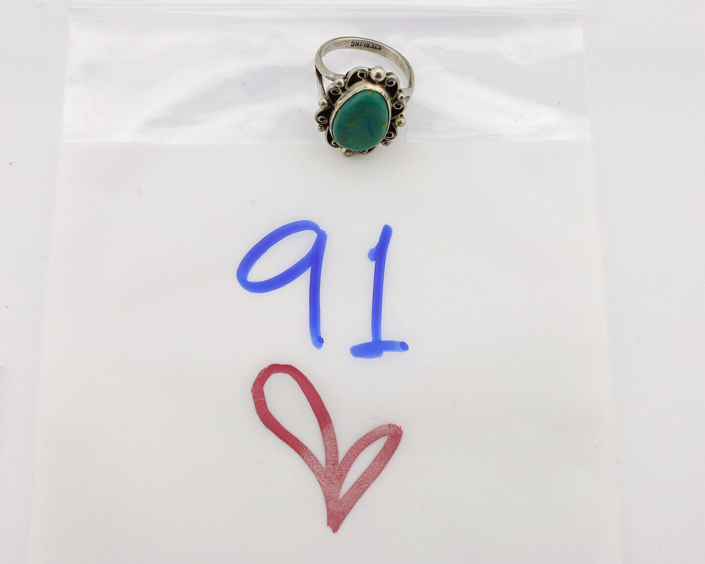 Navajo Ring .925 Silver Kingman Turquoise Artist Signed Billy Eagle C.80's