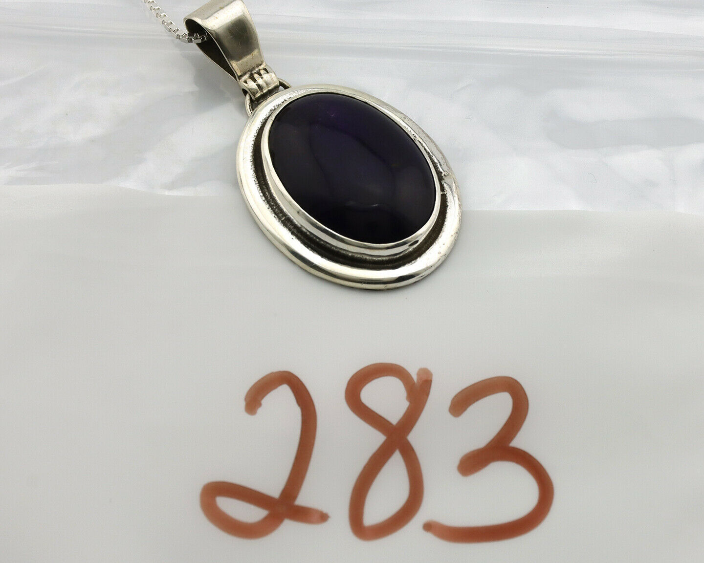Navajo Necklace .925 Silver Natural Sugilite Apache Manufacturing C.80's