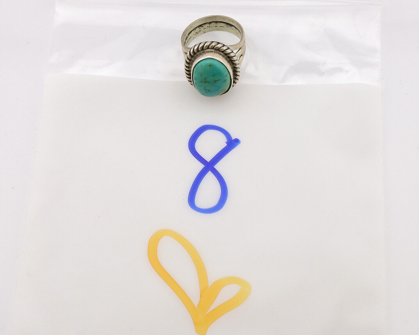 Navajo Ring .925 Silver Natural Kingman Turquoise Native American Artist C.1980s