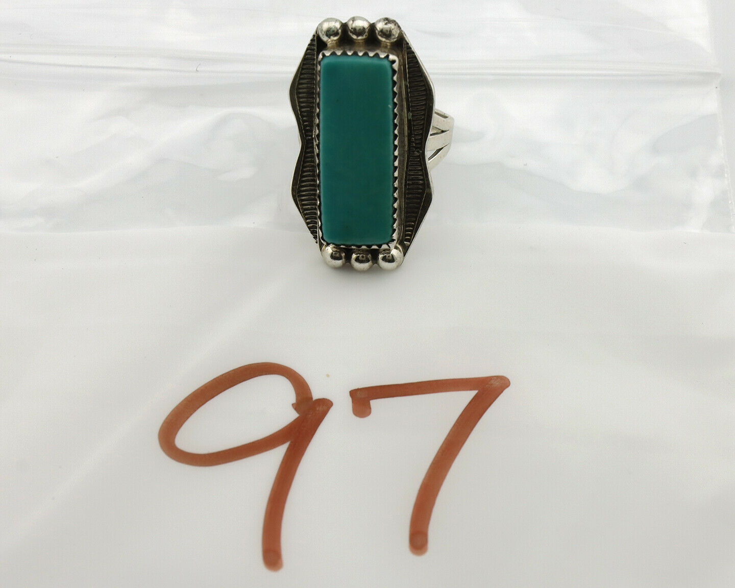 Navajo Ring .925 Silver Turquoise Mountain Artist Signed S C.80's