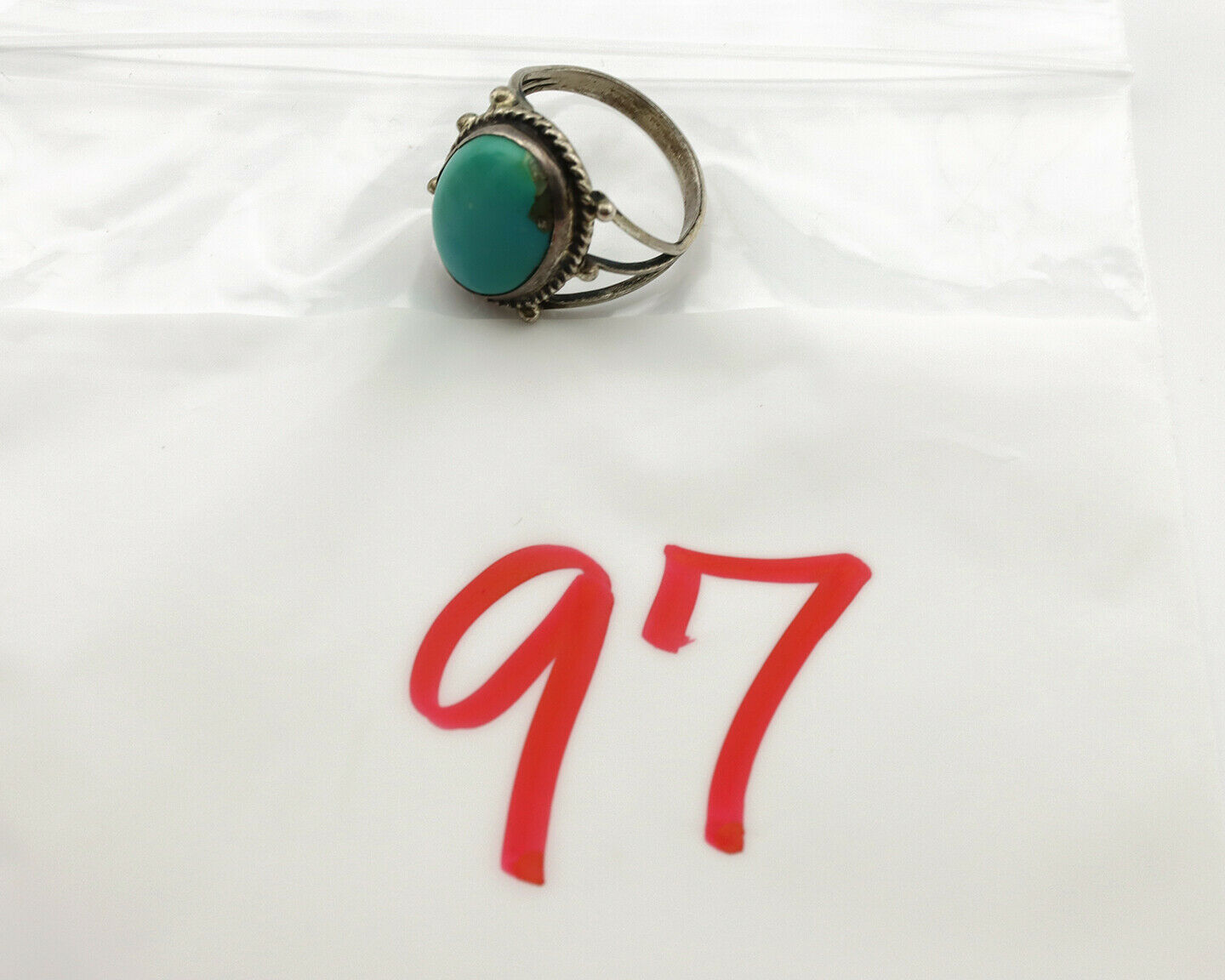 Navajo Ring .925 Silver Blue Turquoise Native American Artist C.1980's