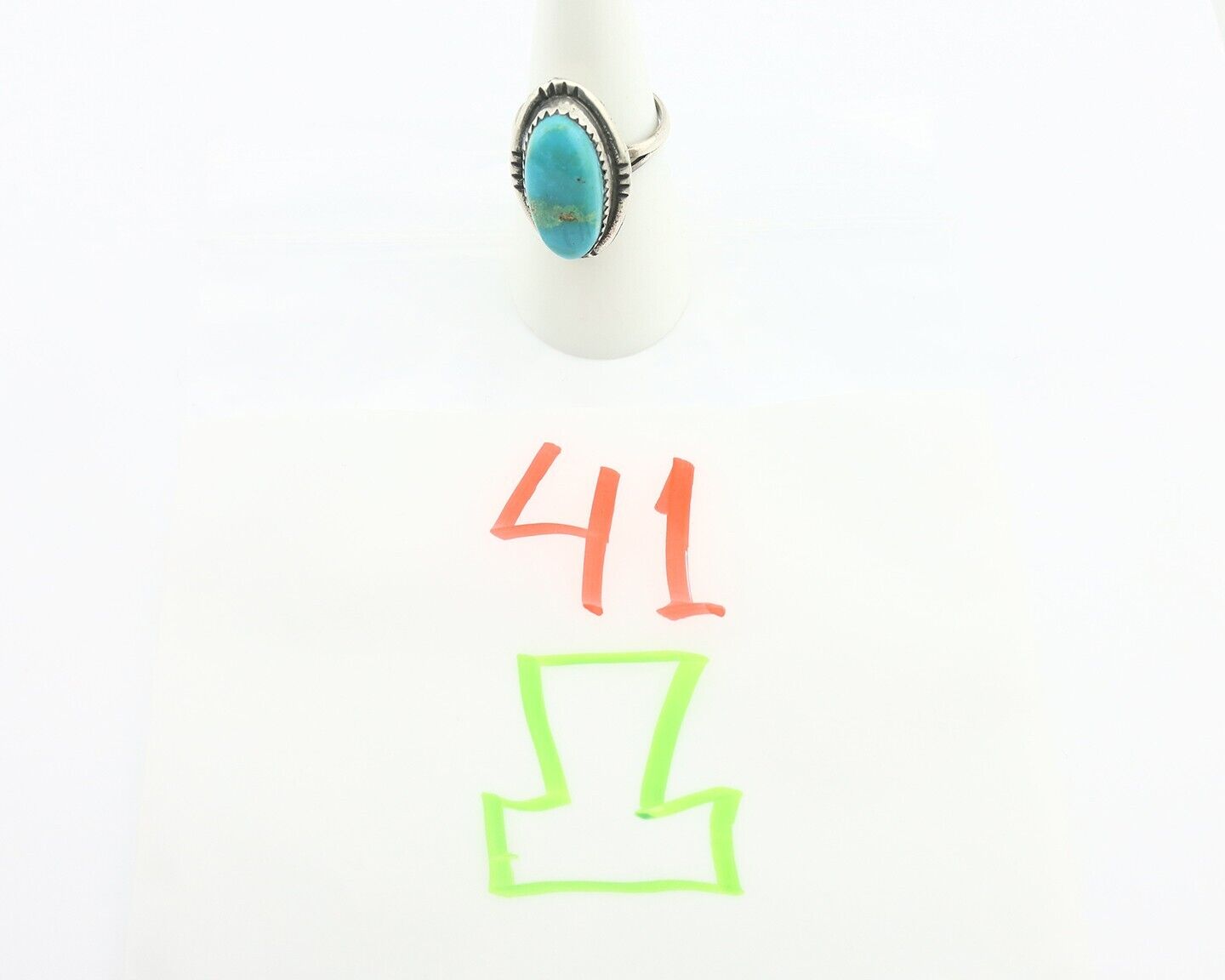 Navajo Ring .925 Silver Natural Blue Turquoise Native American Artist C.80's
