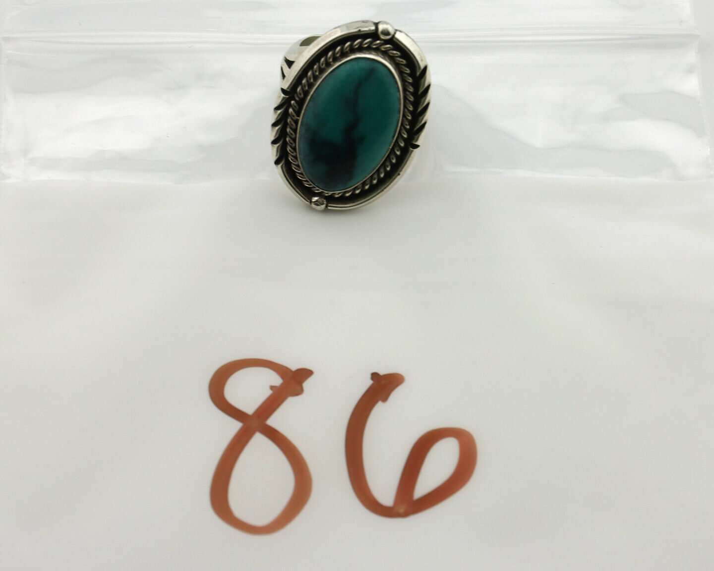 Navajo Ring .925 Silver Turquoise Mountain Artist Signed EA C.80's