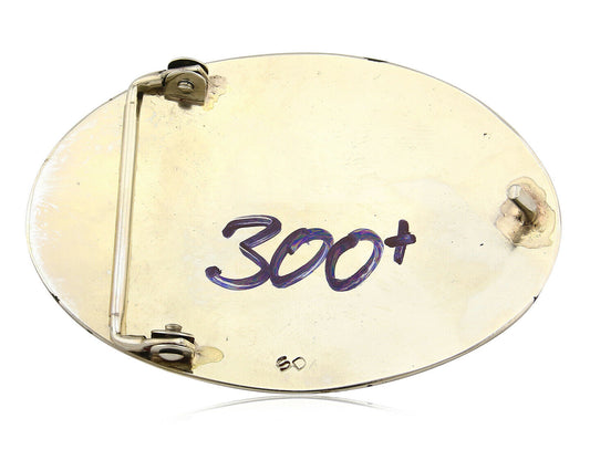 Navajo Belt Buckle .999 Nickle Silver Turquoise Coral Signed SD C.80's