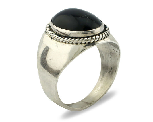 Navajo Ring .925 Silver Handmade Black Onyx Native American Artist C.80's