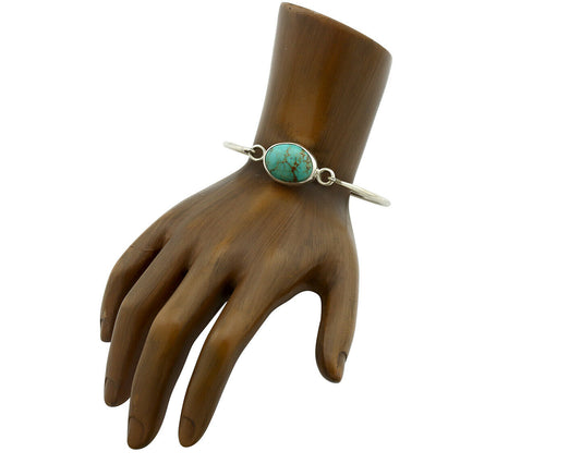 Navajo Bracelet .925 Silver Blue Arizona Turquoise Native American Artist C.90's