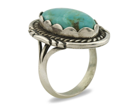 Navajo Ring .925 Silver Turquoise Mountain Apache MFG C.80's