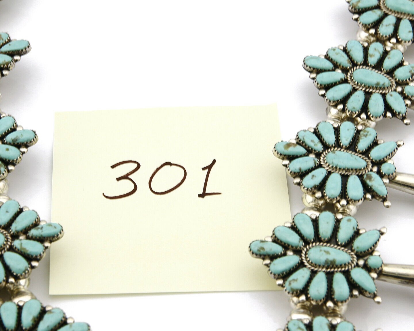 Huge Navajo Squash Necklace .925 Silver Blue Turquoise Artist F.M. Begay