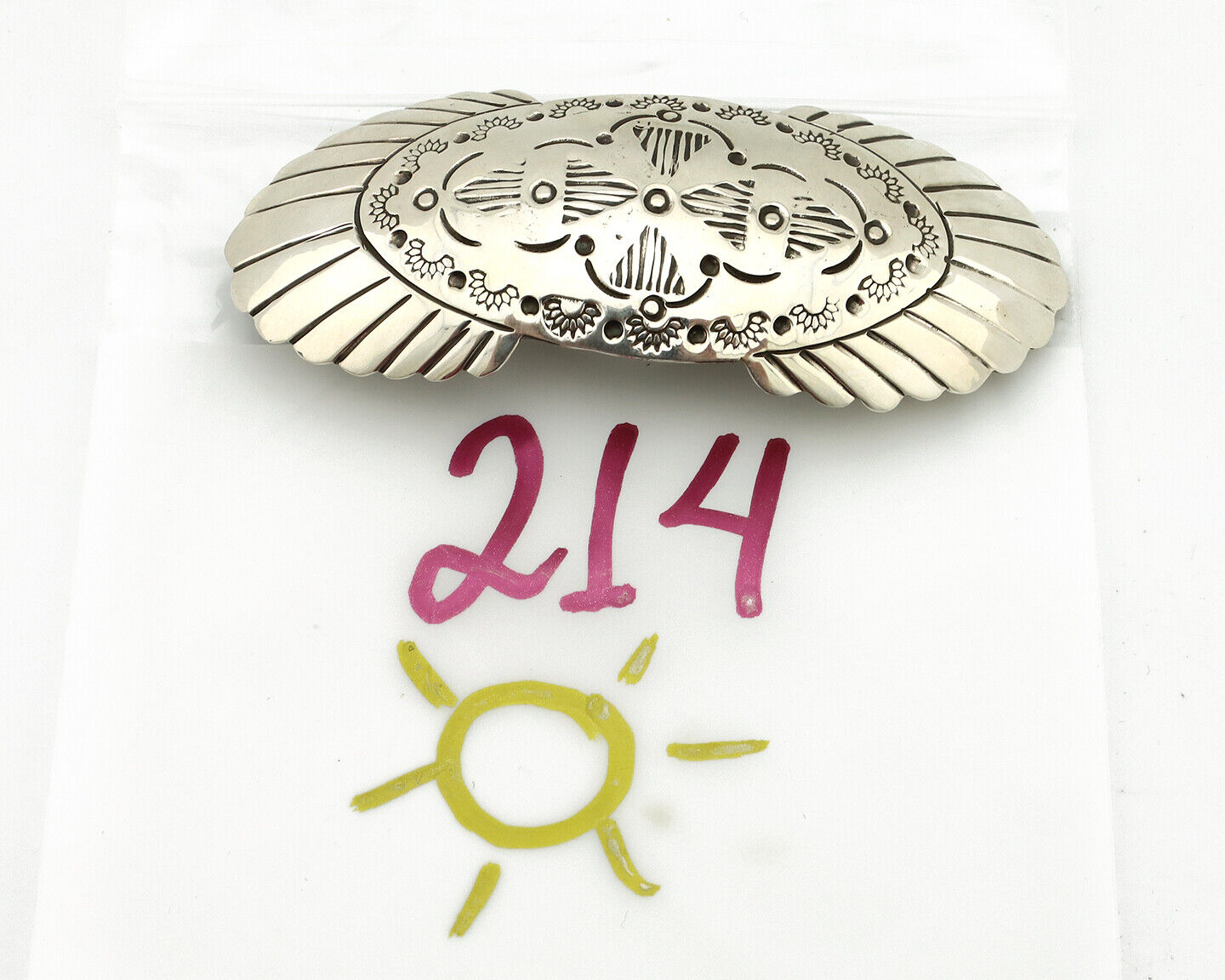 Navajo Hair Clip Barrette .925 Silver Hand Stamped Artist C Montoya C80s