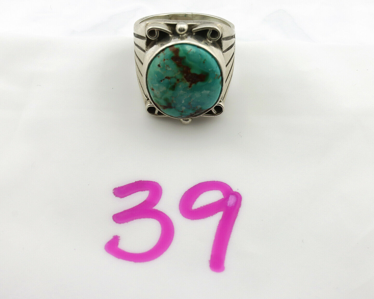 Navajo Ring .925 Silver Royston Turquoise Native American Artist C.80's