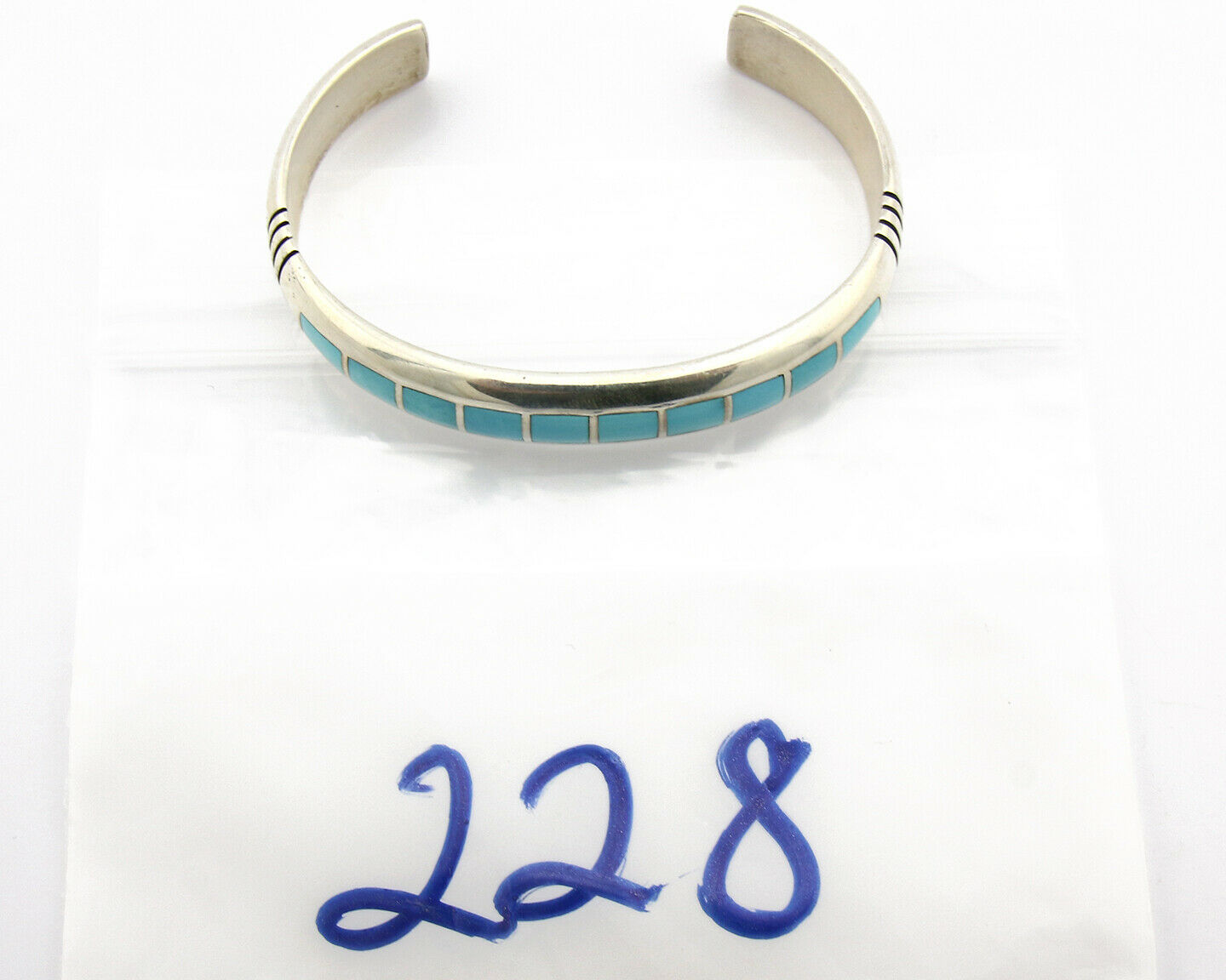 Navajo Bracelet .925 Silver Southwest Turquoise Cuff Artist TAHE C.80's