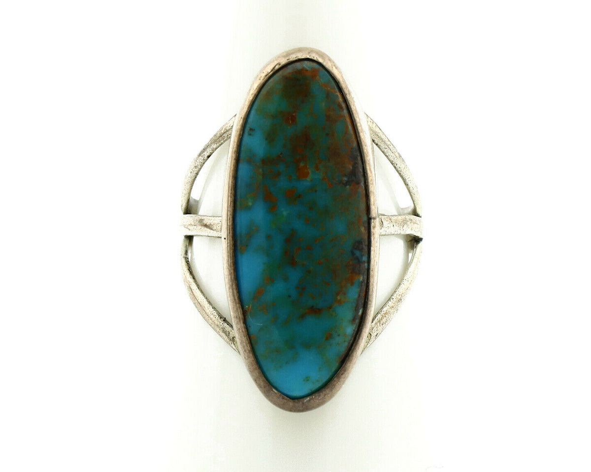 Navajo Ring .925 Silver Nevada Turquoise Native American Artist C.80's