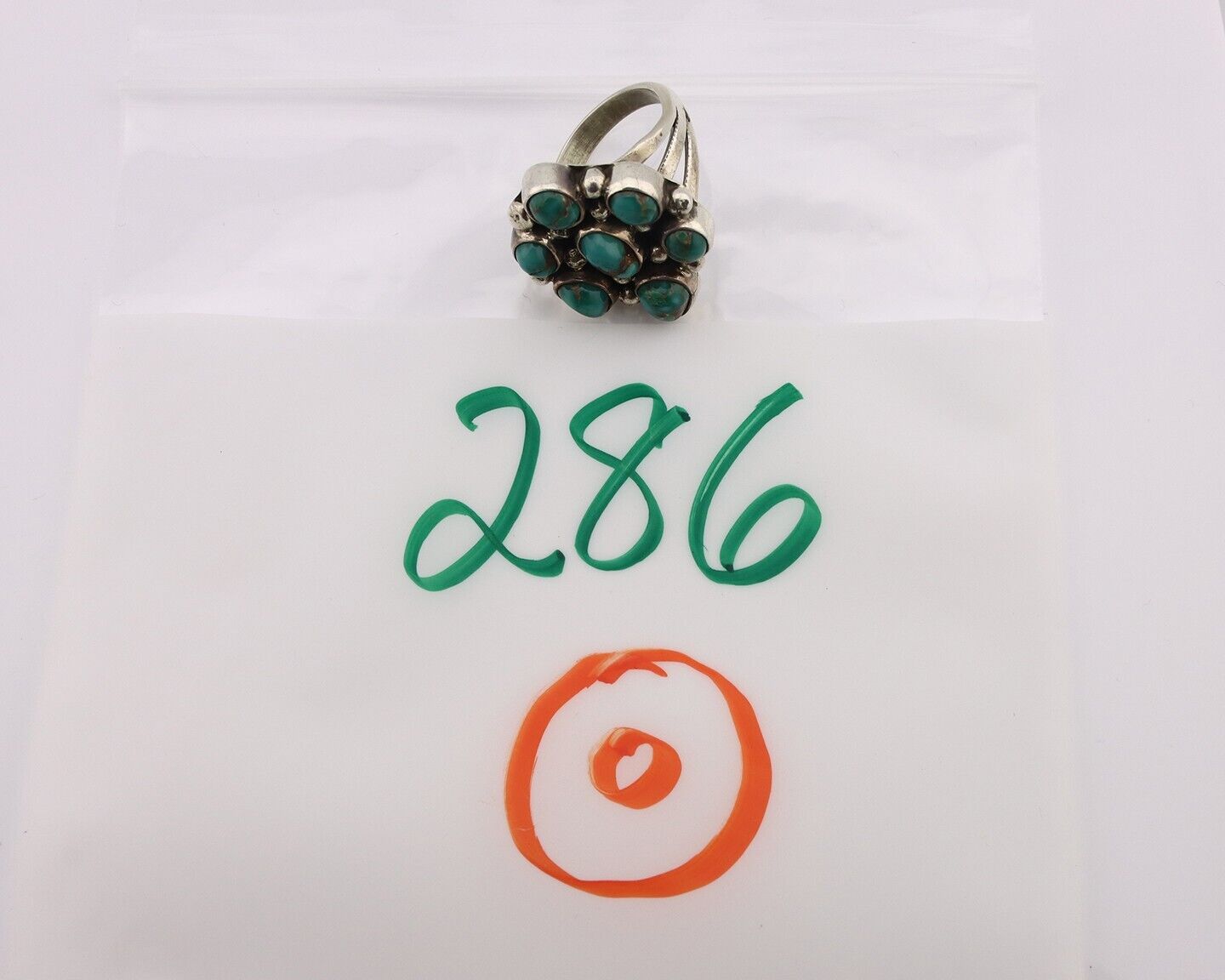Navajo Ring .925 Silver Natural Blue Turquoise Artist Signed LP C.80's