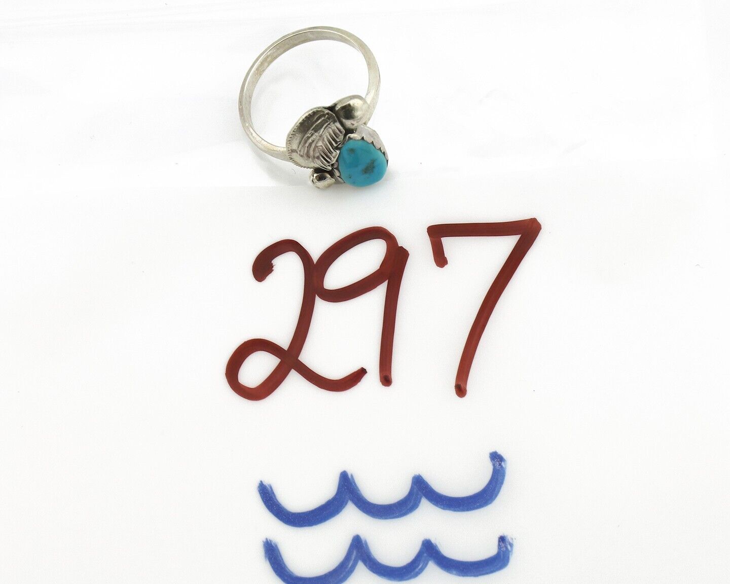 Zuni Ring 925 Silver Natural Mined Blue Turquoise Artist Signed Simplicio C.80's