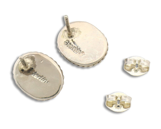 Navajo Earrings 925 Silver Natural Mined Lapis Native American Artist C80s