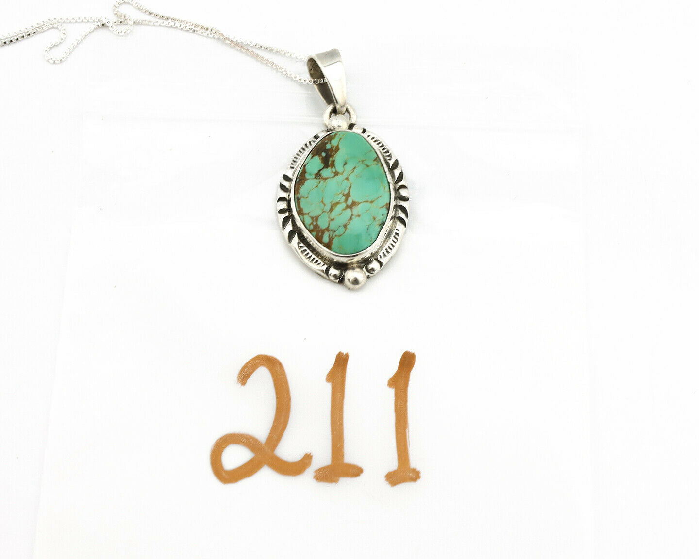 Navajo Necklace .925 Silver Kingman Turquoise Signed Gecko C.1980's