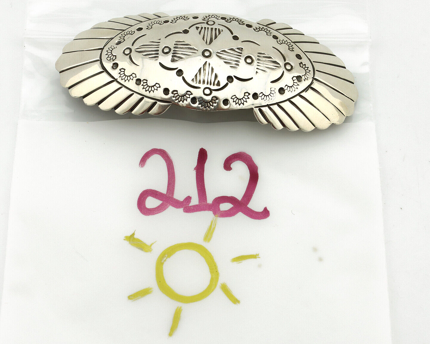 Navajo Hair Clip Barrette .925 Silver Hand Stamped Artist C Montoya C80s