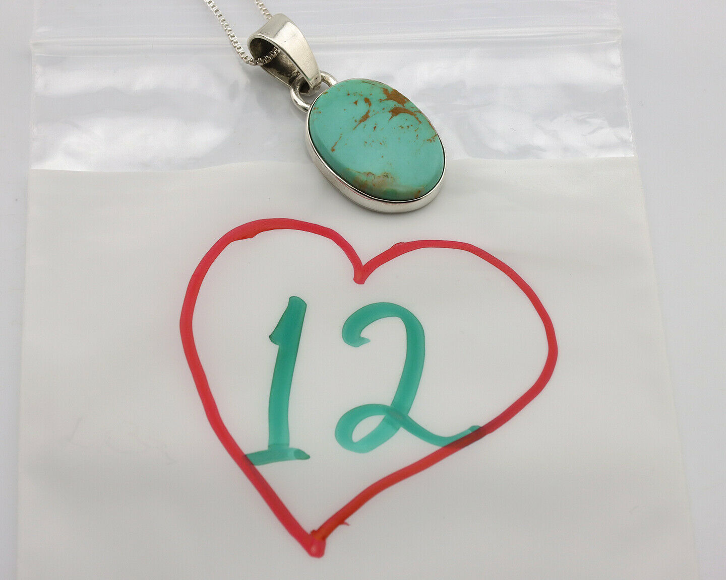 Navajo Necklace .925 Silver Kingman Turquoise Signed Gecko C.80's