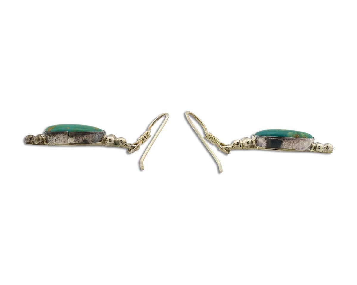 Navajo Earrings 925 Silver Blue Gem Turquoise Native American Artist C.80's